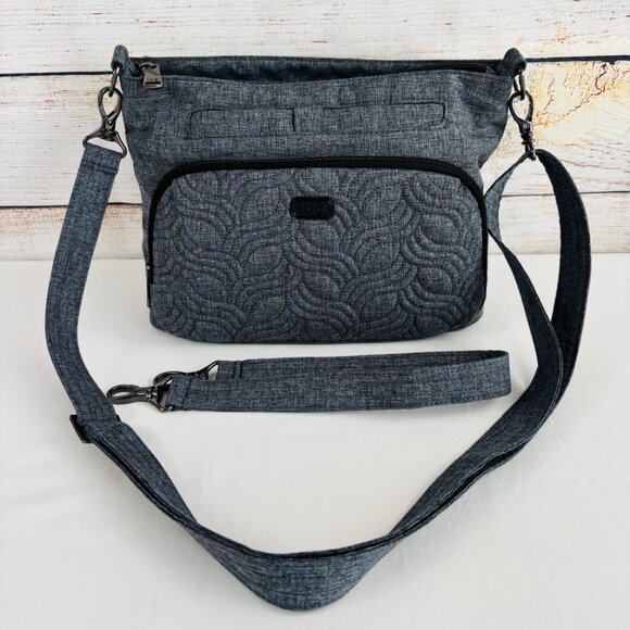 Lug Samba Quilted Gray Crossbody Textured Cloth Design - Picture 2 of 14